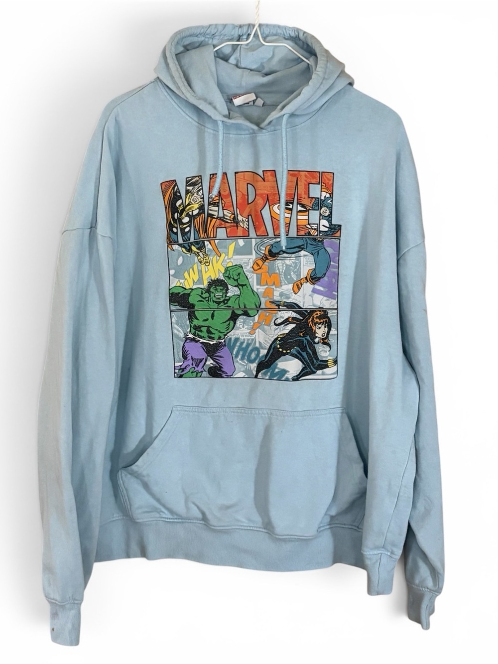 Marvel Light Blue Comic Panel Y2K Hoodie